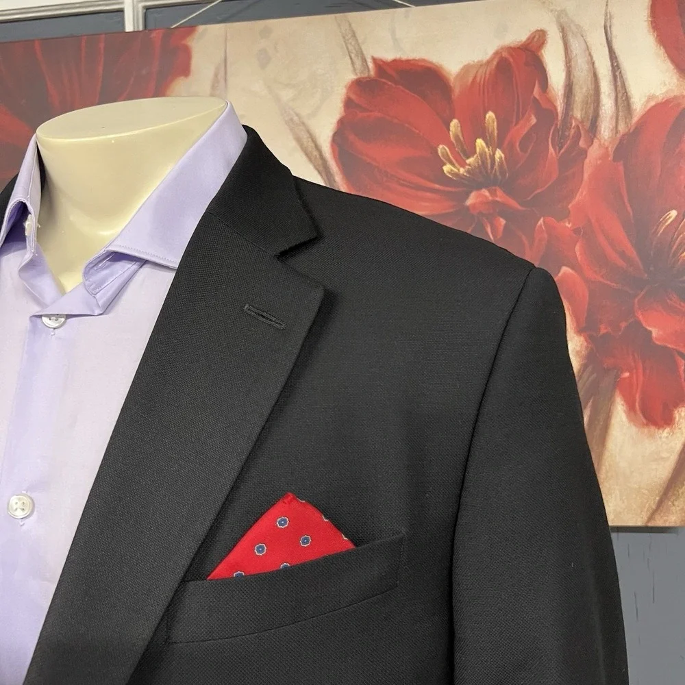 Peter Millar (Actual Size 44R) Wool Mens Blazer Jacket Sport Coat Black